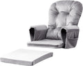 Lucky Monet 5Pcs Glider Rocker Replacement Cushions - Velvet Glider Cushions Replacement Set with Side Storage Pockets, Thick Glider Chair Cushions Washable & Non Slip, Cushion ONLY - Gray