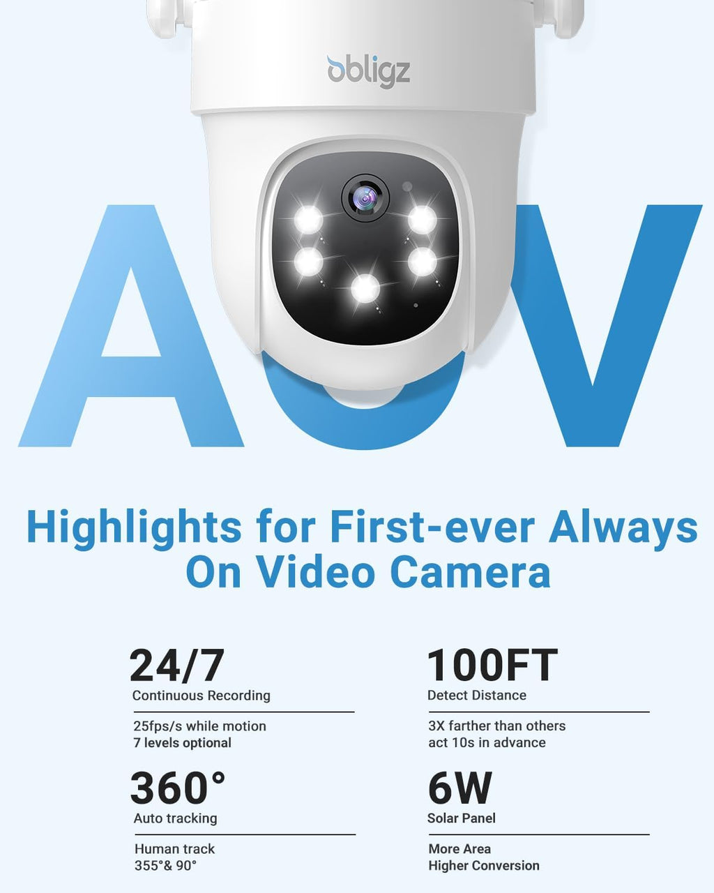 Solar Camera Security Outdoor - AOV 24/7 Recording Security Cameras Wireless Outdoor with 360° View, Human Auto Tracking, 2K Night Vision, Compatible with Alexa/Google Assistant (4 Pack)