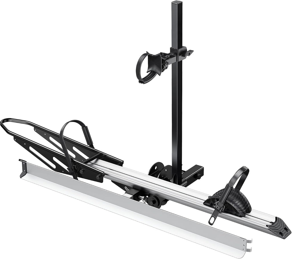 YOUNG ELECTRIC Single 1-Ebike Rack Hitch Mount with Ramp Foldable Bike Carrier 100 lbs. Capacity for Cars SUV Truck Trailer and RV