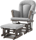 Child Craft Cozy Glider Rocker and Ottoman Set, Smooth Quiet Gliding Motion, Padded Cushion with Convenient Storage Pockets, Solid Wood Base & Frame (Dapper Gray with Light Gray Cushion)