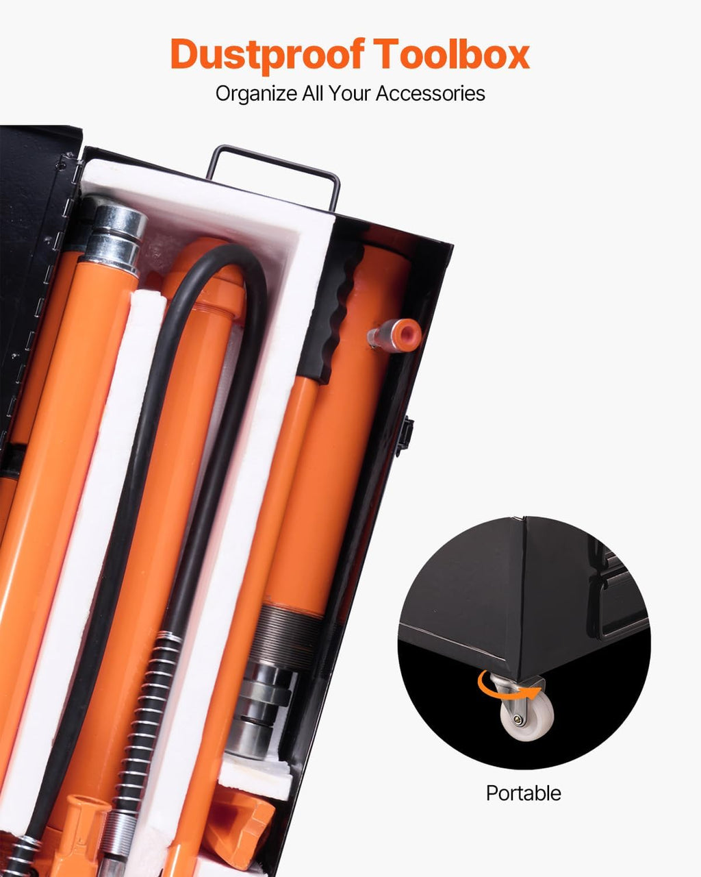 VEVOR Porta Power Kit, 20 Ton Load, Portable Hydraulic Jack with 4.6 ft Extended Oil Hose, Comprehensive Accessories, Car Frame Repair Tool with Portable Storage Case for Automotive, Heavy Equipment