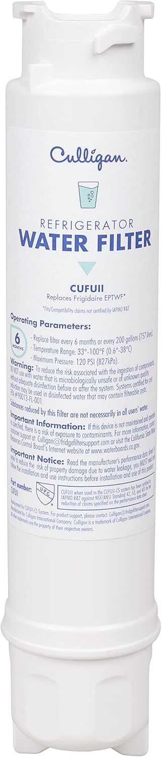 Culligan CUFUII Replaces Frigidaire (EPTWF), CUFUII Refrigerator Water Filter, Replace Every 6 Months, (Pack of 4)