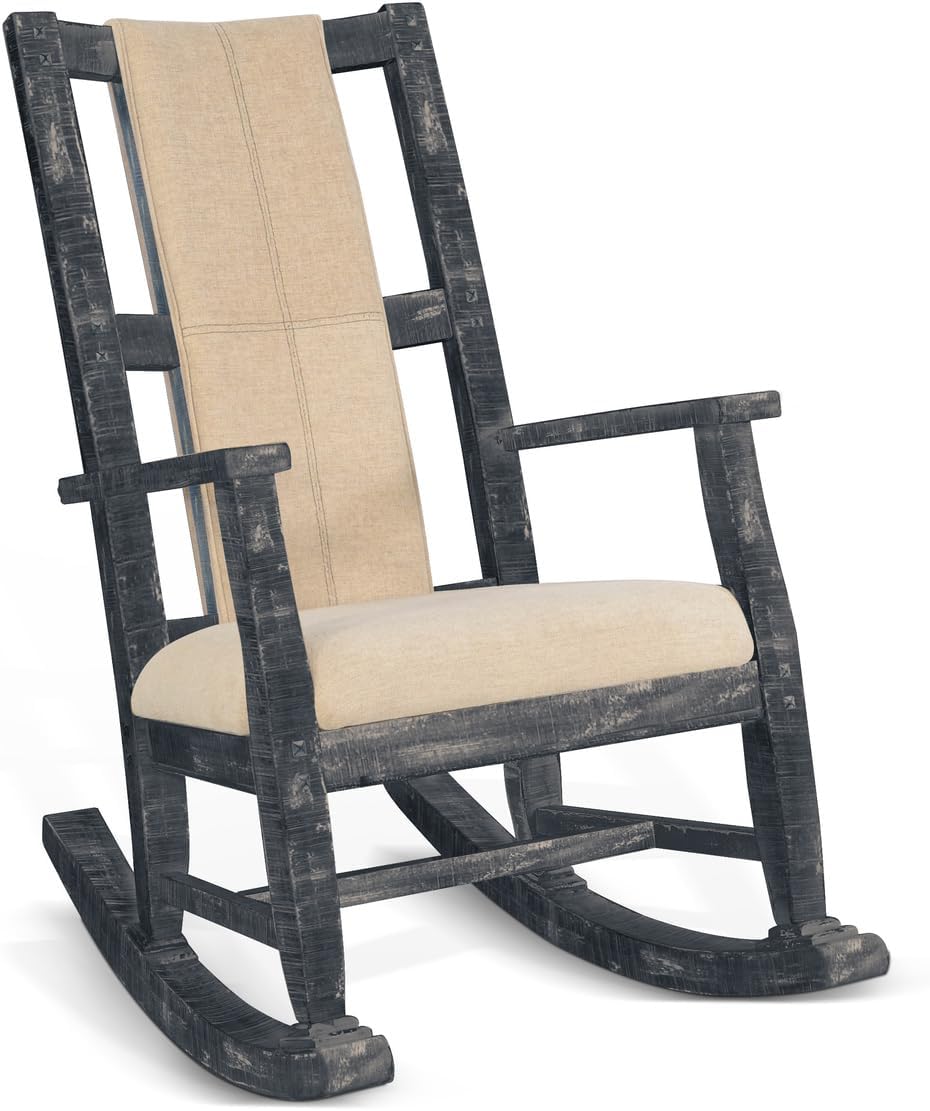 Sunny Designs Marina Mahogany Rocking Chair with Cushion Seat & Back in Black