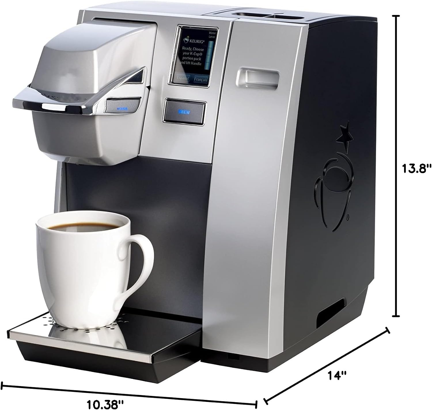 Office Pro Commercial Coffee Maker, Single Serve K-Cup Pod Coffee Brewer, Silver, Extra Large 90 Oz. Water Reservoir
