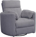 Pemberly Row Contemporary Fabric Swivel Glider Recliner in Gray with USB Charging Ports and 2 Comfort Pillows for Living Room
