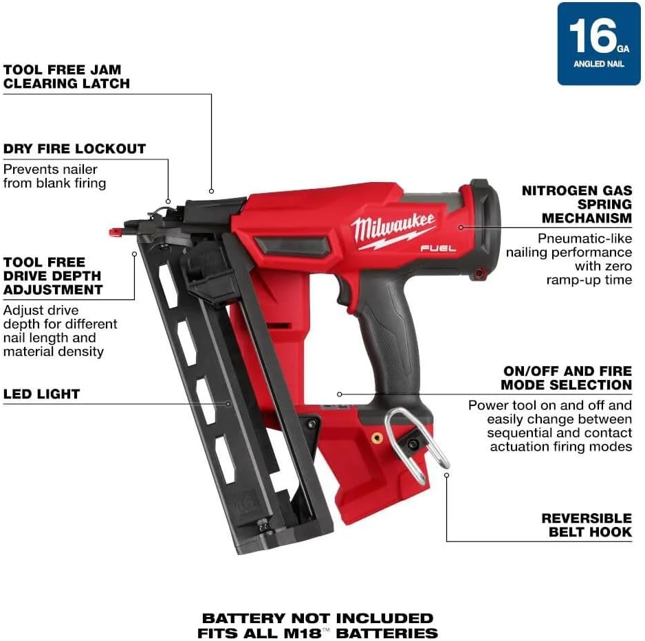 M18 16-Gauge Angled Finish Nailer 2841-20 (Tool-Only)