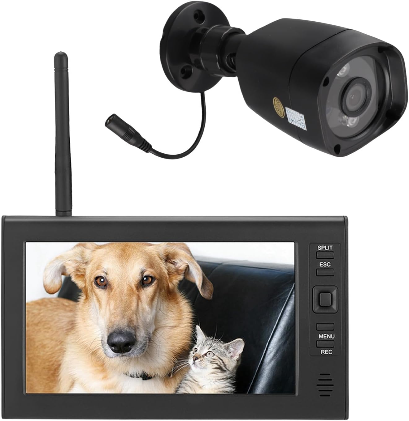 Outdoor Security Camera, Home Security Surveillance Camera, IR Night Vision, Motion Detection and Remote View with 4CH Surveillance Monitor System Display and TF Card