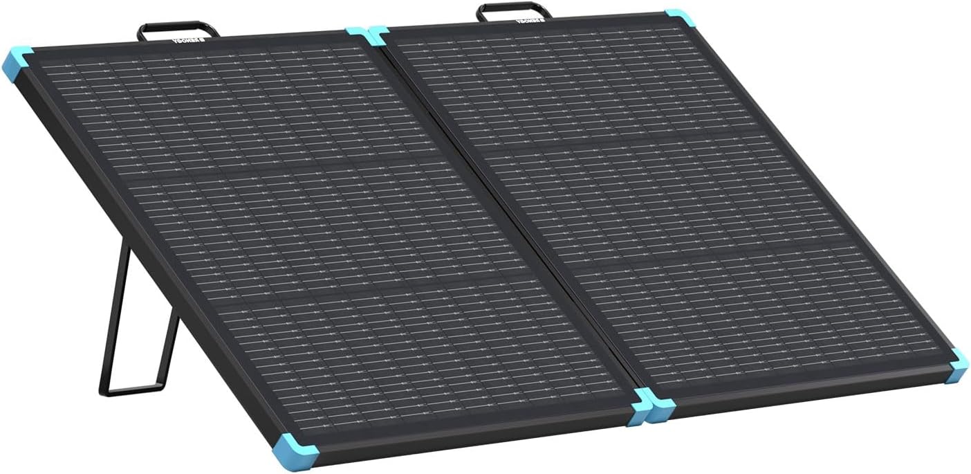 RENOGY REGO 100W Portable Solar Panel, Renogy Solar Panels Lightweight and Durable, 25% High Efficiency, 100 Watt Foldable Solar Panel Charger for Power Station, RV, Camping, Off-Grid, Home Backup
