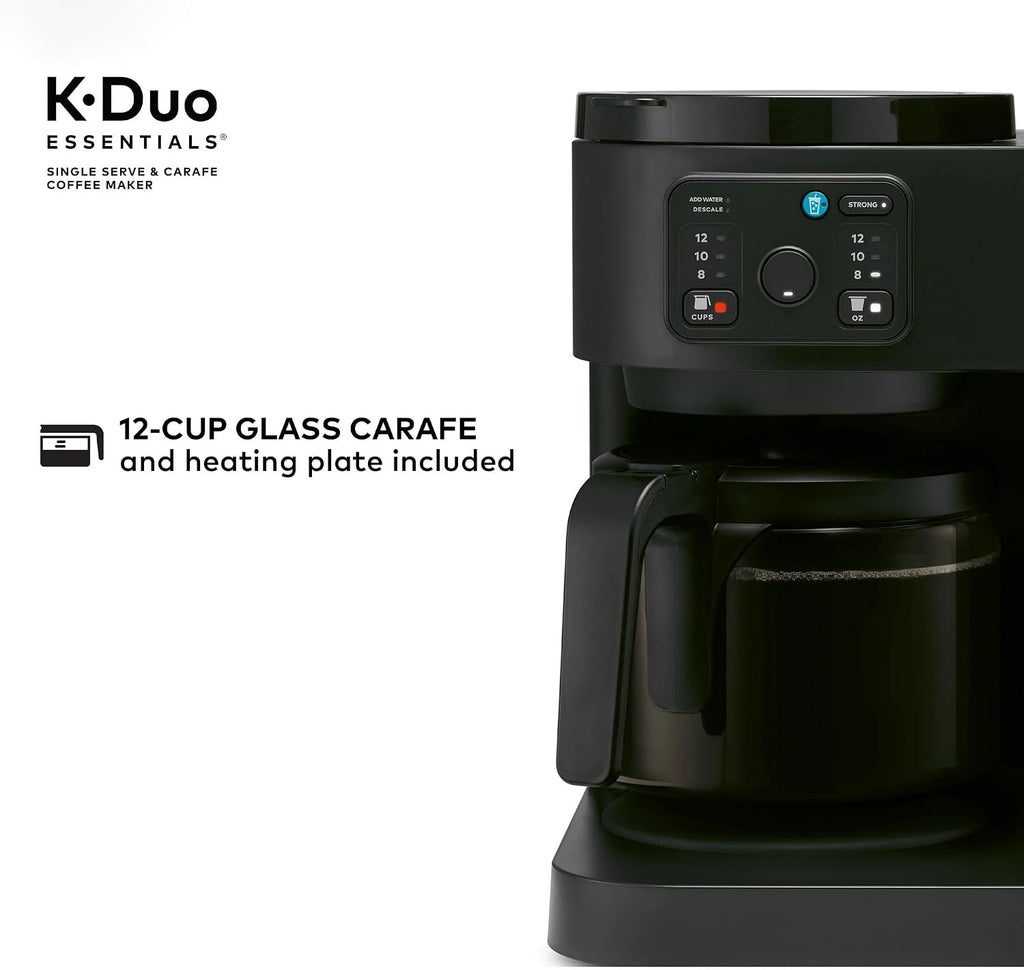 Hot & Iced Single-Serve Kcup Pod Coffee Maker with 12-Cup Carafe, 72oz Water Reservoir, Brew Over Ice, Strong Brew, Multiple Sizes, Programmable, Compact Coffee Machine for Home & Office (Black)