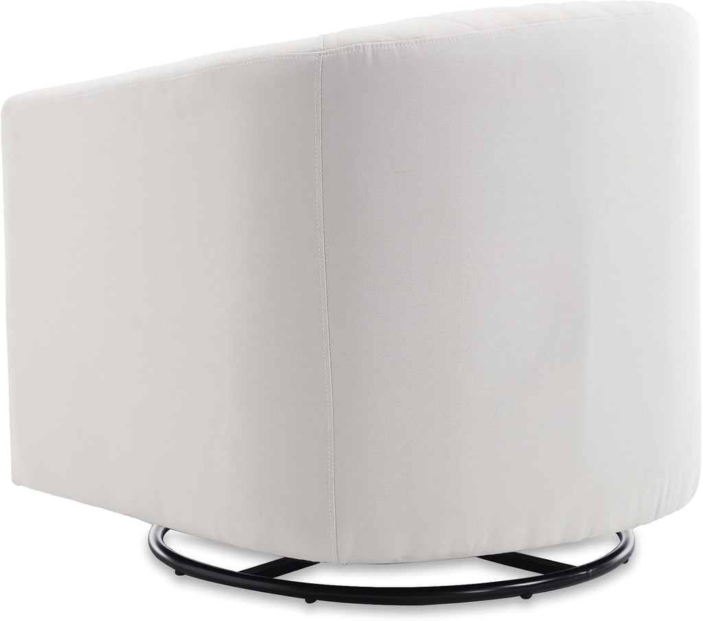Modern Swivel Rocker Accent Chair Armchair Round Swivel Barrel Chair, 360° Rotating and Glide Back and Forth, Linen Beige