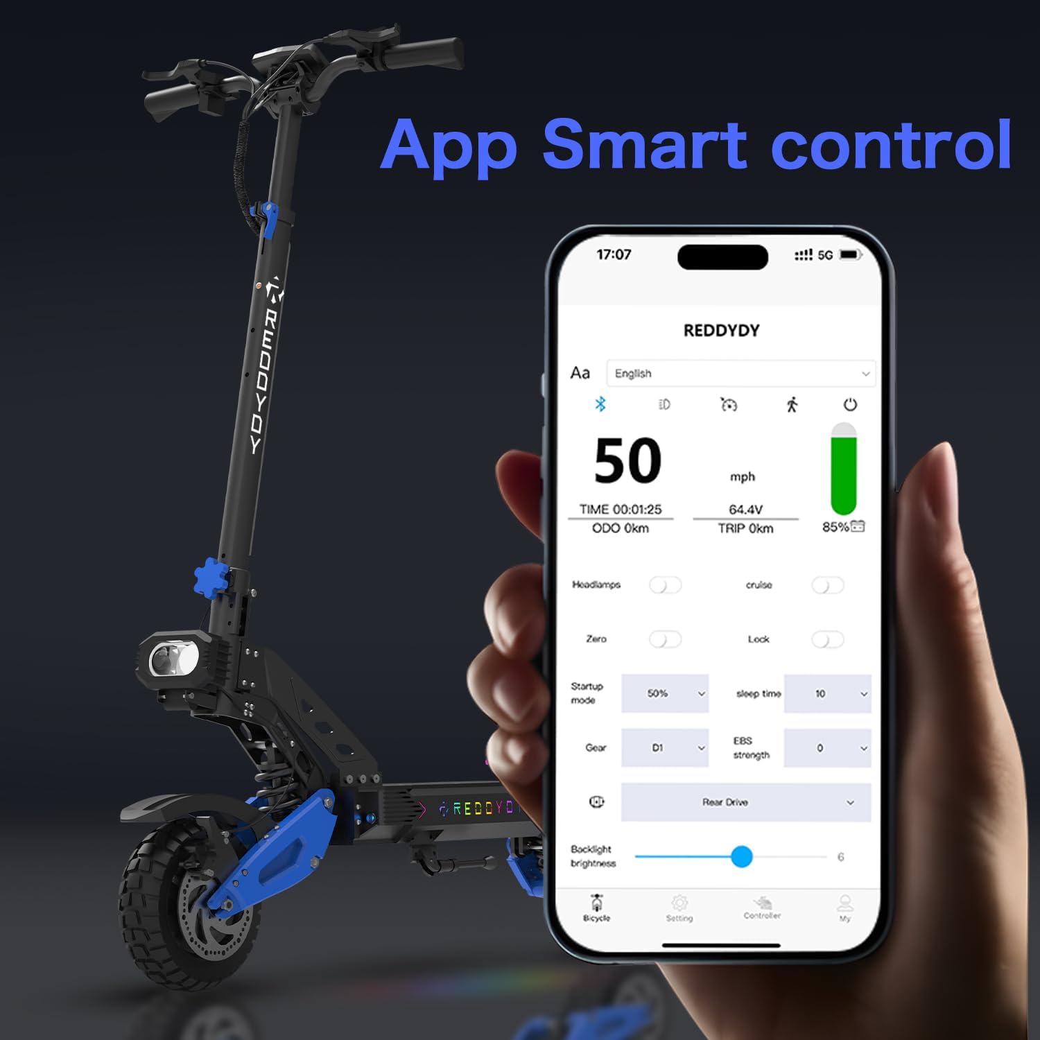Electric Offroad Scooter 40-50 MPH Fastest Dual Motor Adult Scooter, 5000W Peak, 55-Mile Long Range, 10.5' Off-Road Tires, 60V 25Ah Battery