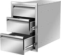Outdoor Kitchen Drawer Stainless Steel BBQ Triple Drawer Flush Mount for Outdoor Kitchen Island,-14W X 21H X 23D Inch