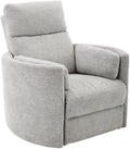 Pemberly Row Polyester Power Swivel Glider Recliner in Mineral White with USB Charging Ports and 2 Comfort Pillows for Living Room