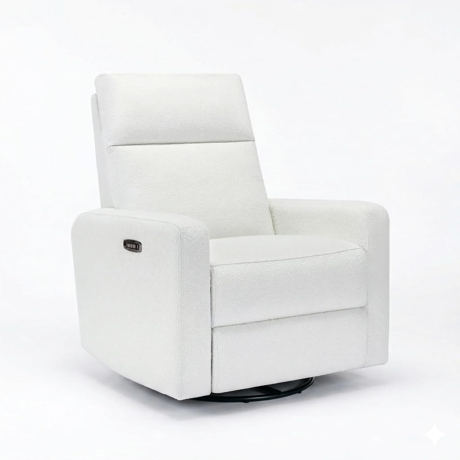 Nurture& The Glider Plus - Premium Nursery Power Recliner | Swivel Chair with Adjustable Head Support and Adjustable Lumbar Support | Built-in USB - The Ultimate Comfort for Nursing, Relaxing (Boucle)