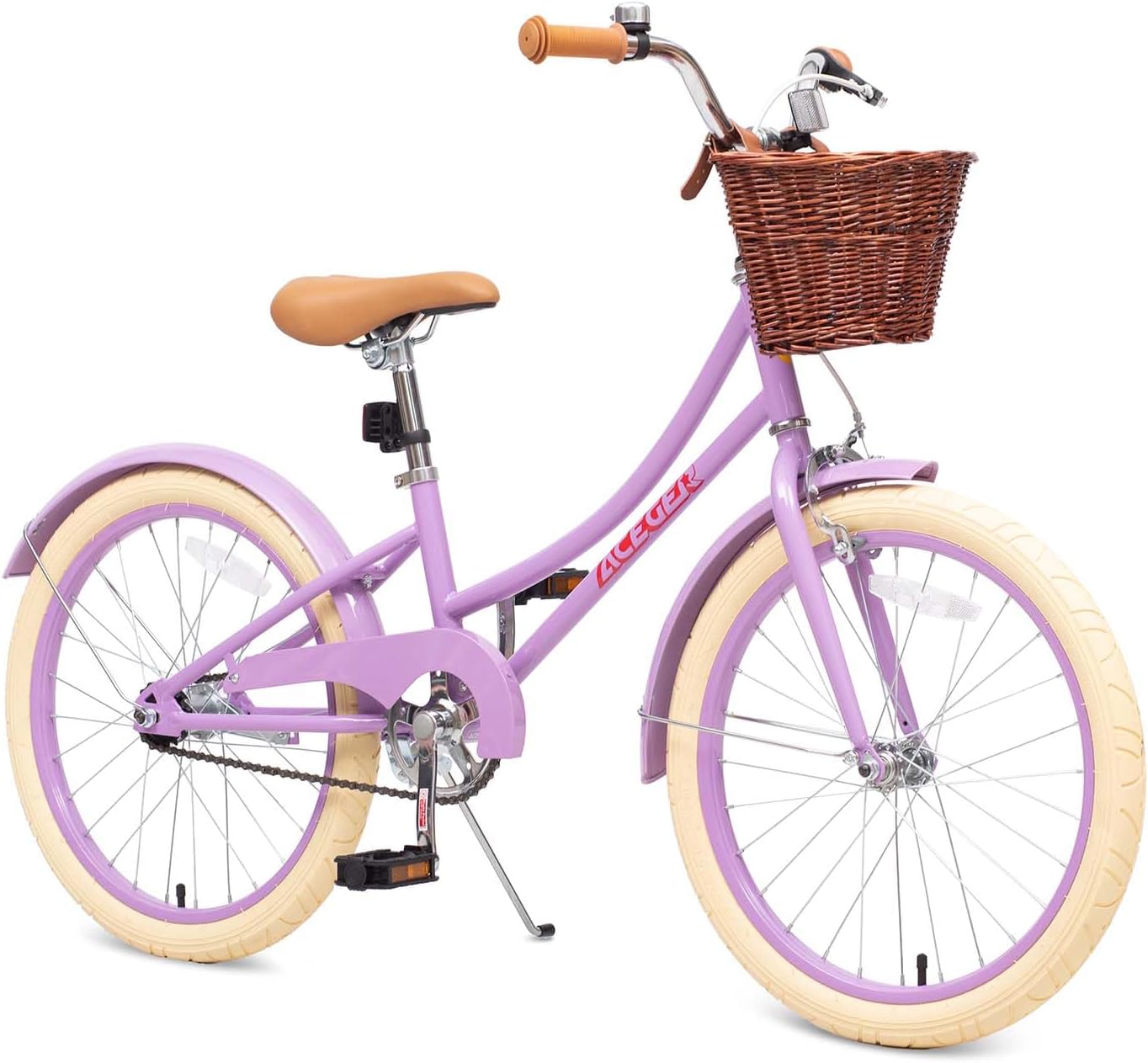 ACEGER Retro Princess Kids Bike with Basket for 3-12 Years Old Girls, Included Coaster Brake & Caliper Brake, 14 16 18 Inch with Training Wheels, 20 Inch with Kickstand, Vintage Bicycle for Gifts.