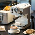 Coffee machine Coffee Machine Semi Aautomatic Espresso Machine 15Bar Coffee Maker Italian Double Temperature Control Steam Type Milk Foamer Retro White 220V Coffee Machines Home Kitchen