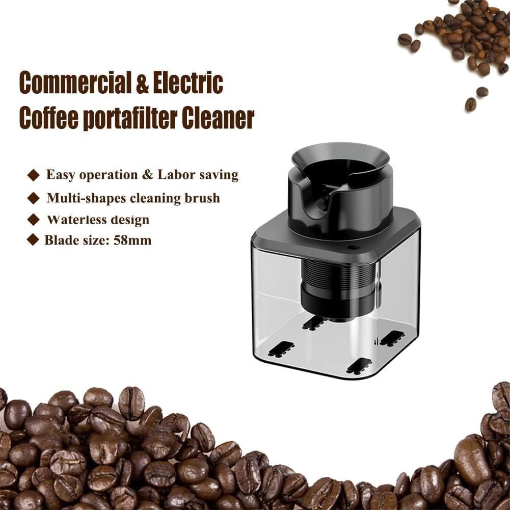 Electric Coffee Portafilter Cleaning Machine,Automatic Coffee Portafilter Knock Box Cleaning Tool with 3 Brush Head,5s Fast Clean