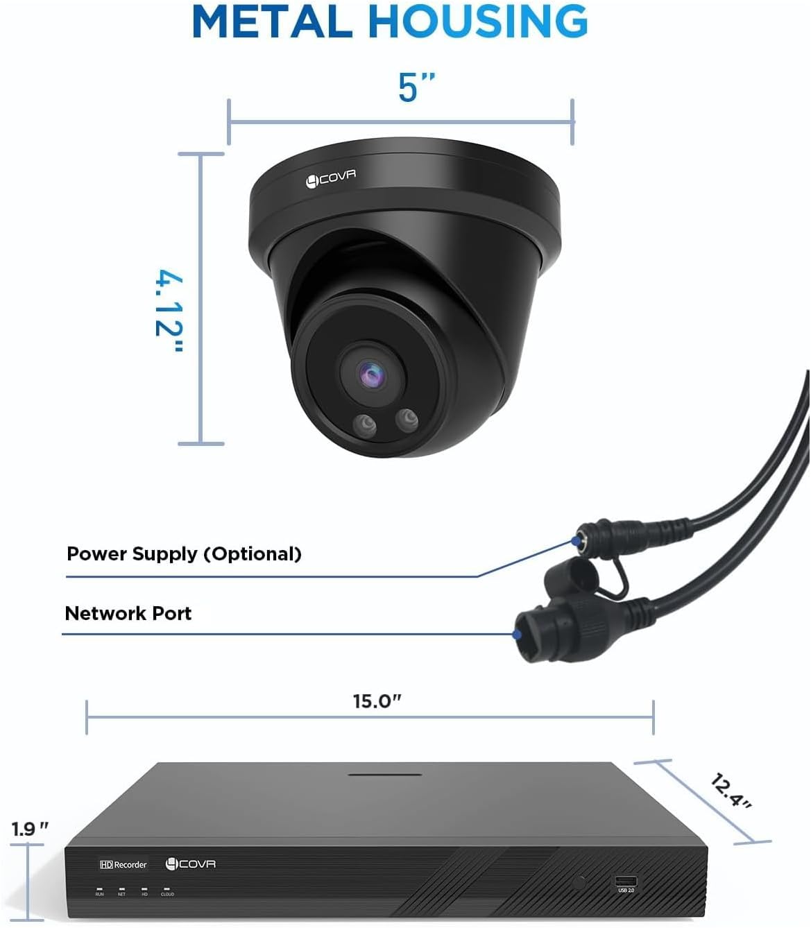 4COVR 16 Channel Security Camera System, AI Human/Vehicle Detection, 16CH 8MP NVR 4TB HDD, 12Pcs 5MP Wired Commercial Dome PoE IP Camera IP67, Night Vision, Business Surveillance Outdoor, LY97AB5M1612