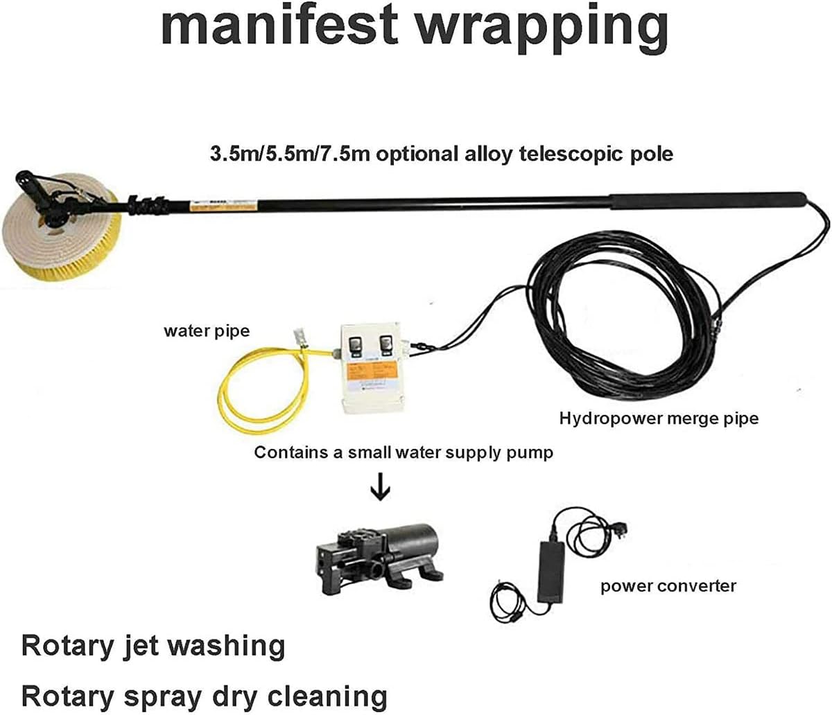 Solar Panel Cleaning Rotating Brush Cleaning Equipment,Electric Photovoltaic Panel Cleaners,Outdoor Cleaning Tools Window Cleaners,Special Roof Water Brushes 7.5m B