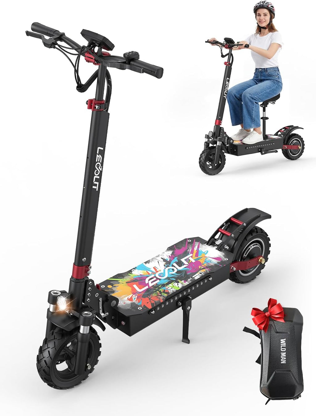 T88 Electric Scooter for Adults, 1500W Motor Max 31 MPH & 40 Miles Range, 10' Off-Road Pneumatic Tires, Dual Suspension & Disc Brakes, NFC & Password Unlock, Heavy Duty Foldable Scooter