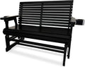 Fortune Candy Patio Glider with Cup Holders, High Roll Back and Deep Contoured Seat,Heavy Duty 800 Lb (Carbon Black, 2-Seater 42.4'')