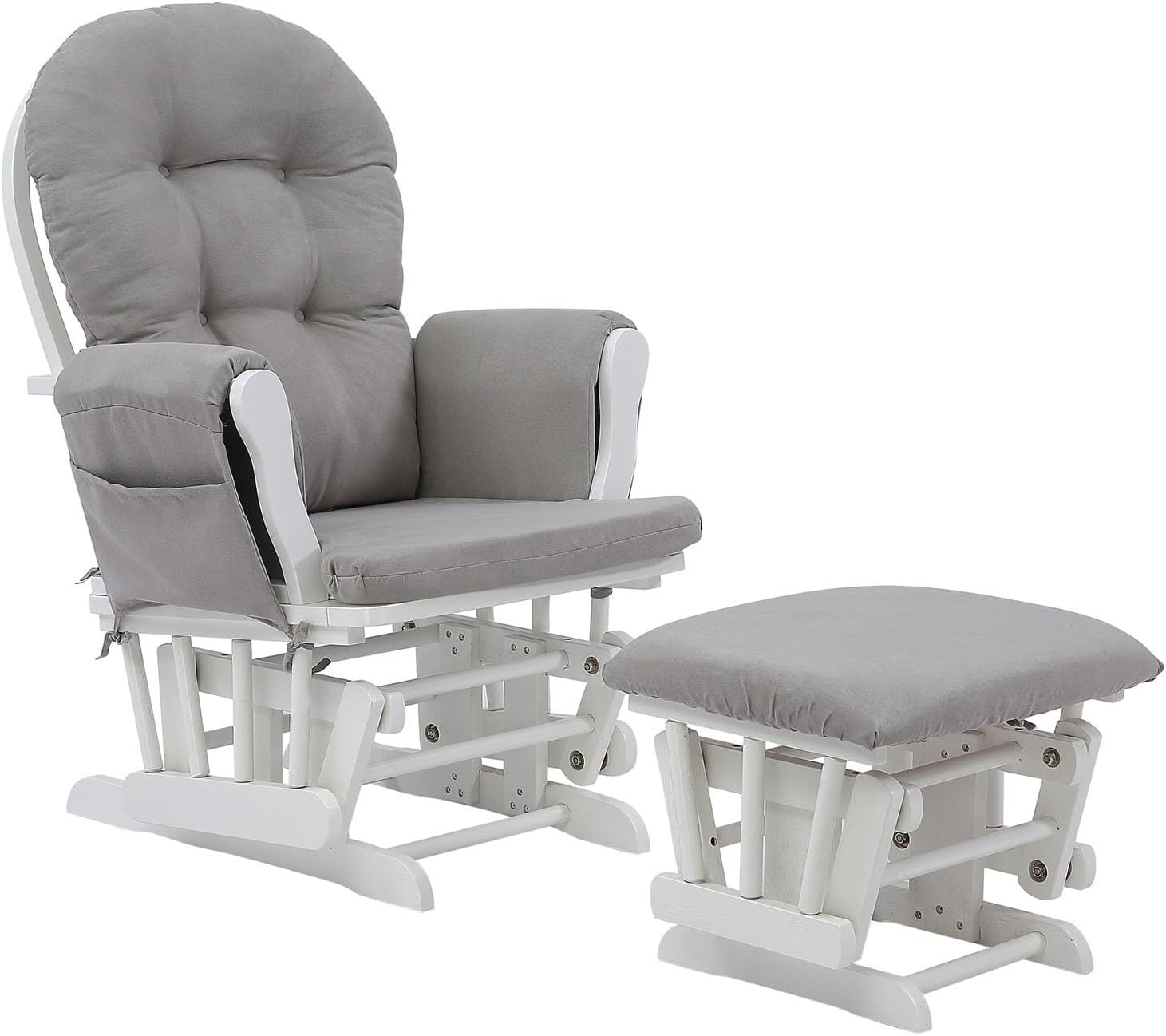 Glider Rocker Replacement Cushions, 5 PCS Soft Velvet Replacement Cushions for Glider Rocker with Storage Washable Non Slip for Glider Rocking Chair (Color : Light Gray)