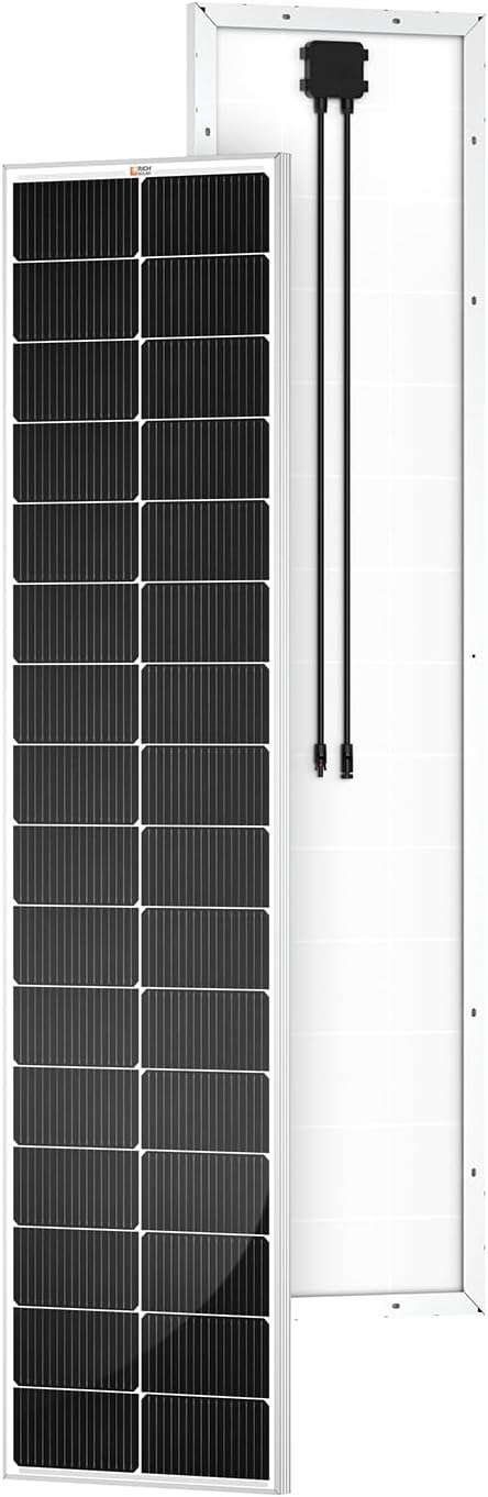 RICH SOLAR MEGA 130 Slim 130 Watt 12 Volt Monocrystalline Solar Panel for RV, Trailer, Motorhome