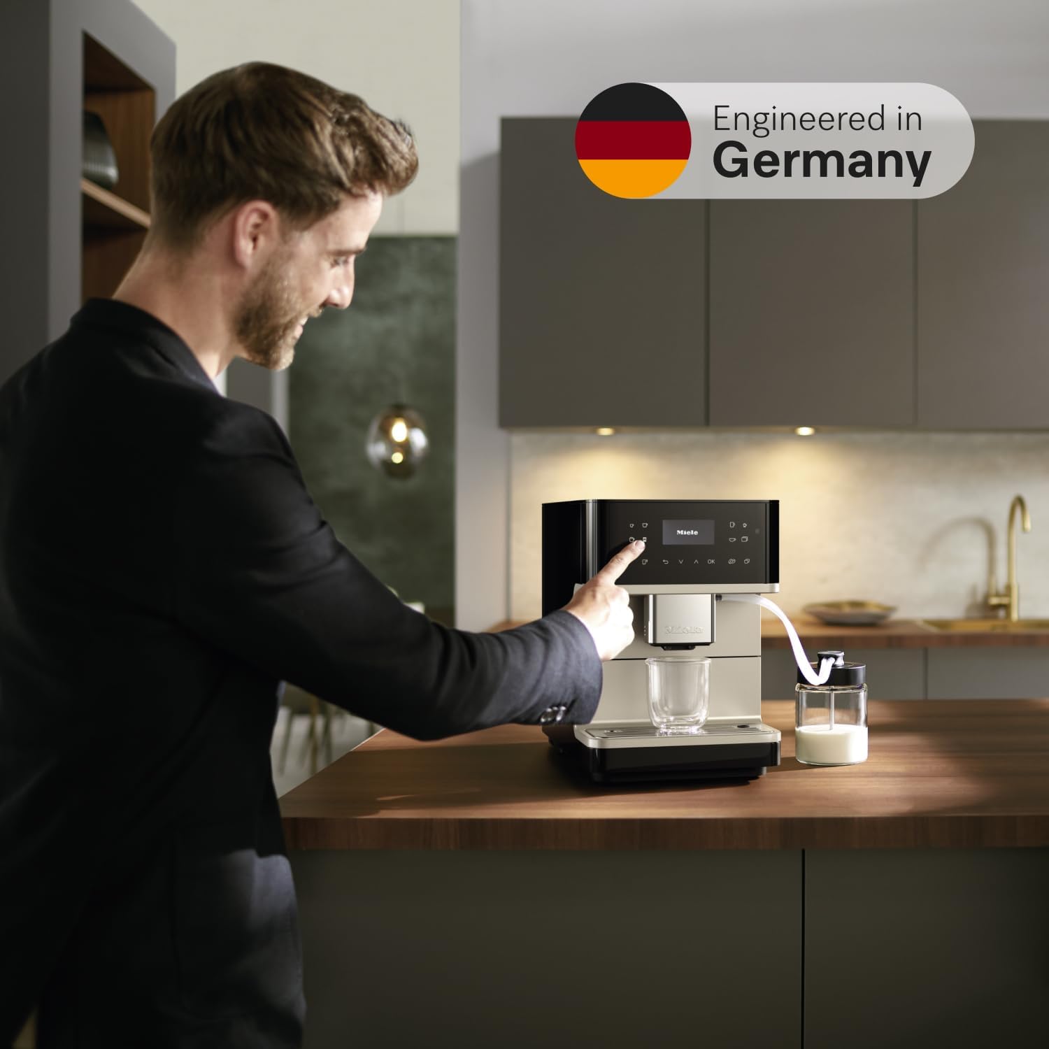 Miele CM 6360 MilkPerfection Automatic Coffee Machine - OneTouch for Two, AromaticSystem, 8 individual profiles, DoubleShot, WiFi-compatible, LED lighting, in Obsidian Black CleanSteel Metallic