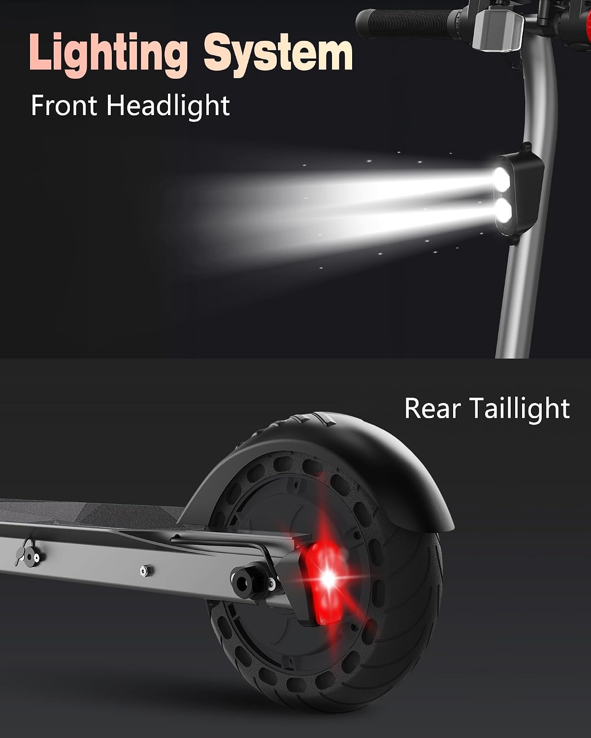 QnQ Electric Scooter 500W Peak Motor, 12 Miles Range & 15 MPH, 8' Flat-Free Tires, UL Certified, Foldable Electric Scooter for Adults, Teens and Big Kids