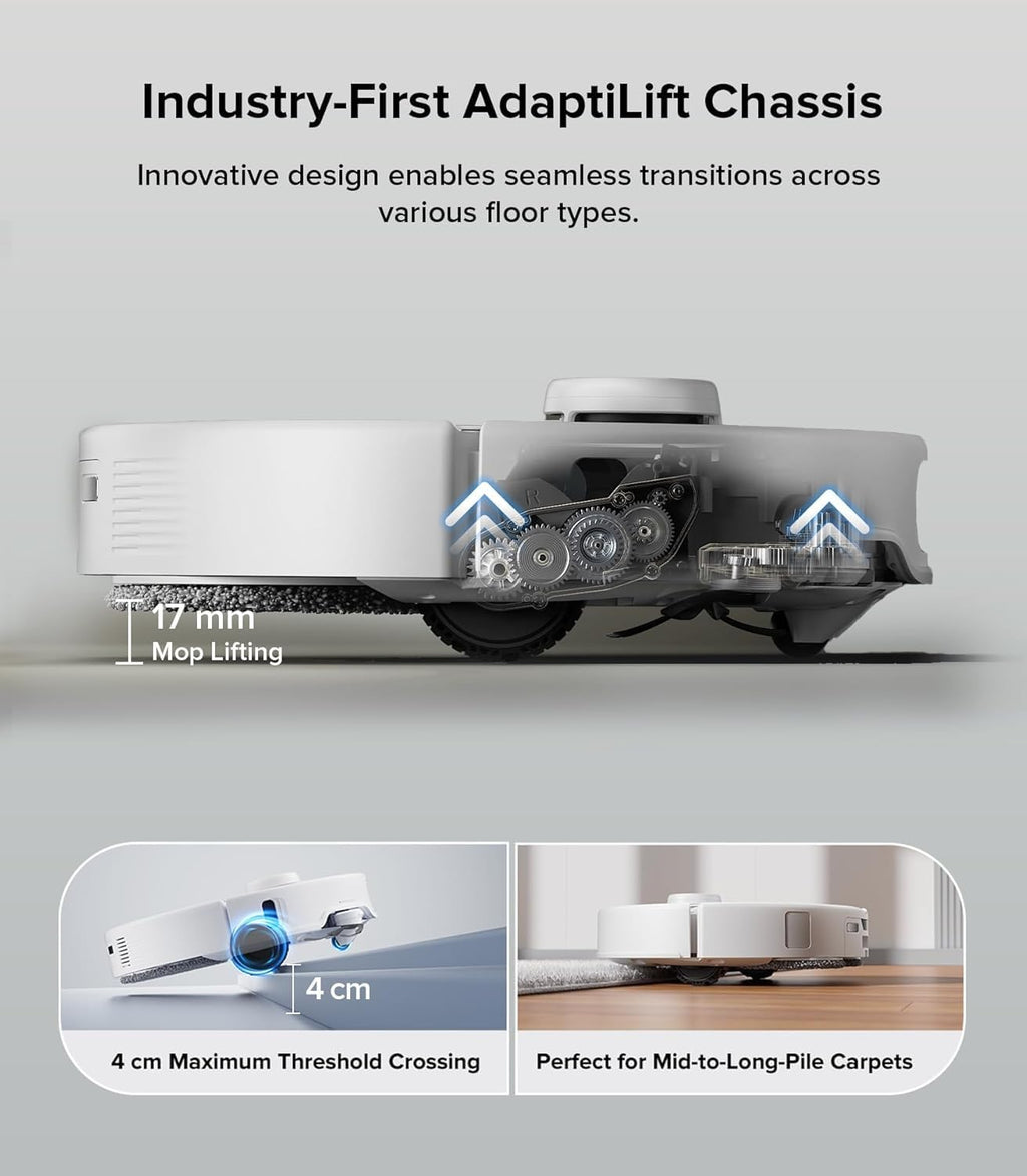 roborock Qrevo Edge Robot Vacuum and Mop, 18,500Pa Suction, Zero-Tangling, AdaptiLift Chassis, Hot Water Mop Washing & Dock Self Cleaning (Renewed)