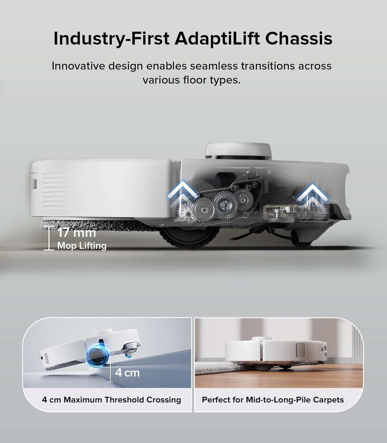 roborock Qrevo Edge Robot Vacuum and Mop, 18,500Pa Suction, Zero-Tangling, AdaptiLift Chassis, Hot Water Mop Washing & Dock Self Cleaning (Renewed)