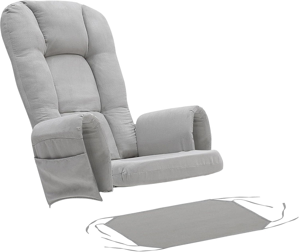BECHAEO 5PCS Suede Glider Rocker Replacement Cushions with Ottoman Cover Thicken Soft Rocking Chair Cushion Set for Indoor Nursery Glider Rocking Chair, Light Gray