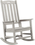Psilvam Oversized Outdoor Rocking Chair, with 21' Wide Seat and 32' Tall Backrest, Pre-Assembled with Most Components for Effortless Installation (Gray)
