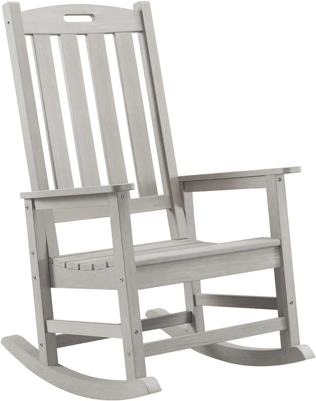 Psilvam Oversized Outdoor Rocking Chair, with 21' Wide Seat and 32' Tall Backrest, Pre-Assembled with Most Components for Effortless Installation (Gray)