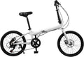 Folding Bike, Foldable Bicycle with 7 Speed Gears 20-inch Wheels Easy Folding City Bicycle with Dual Disc Brakes for Adult, Teenager, Traveling, Exercising, Commuting