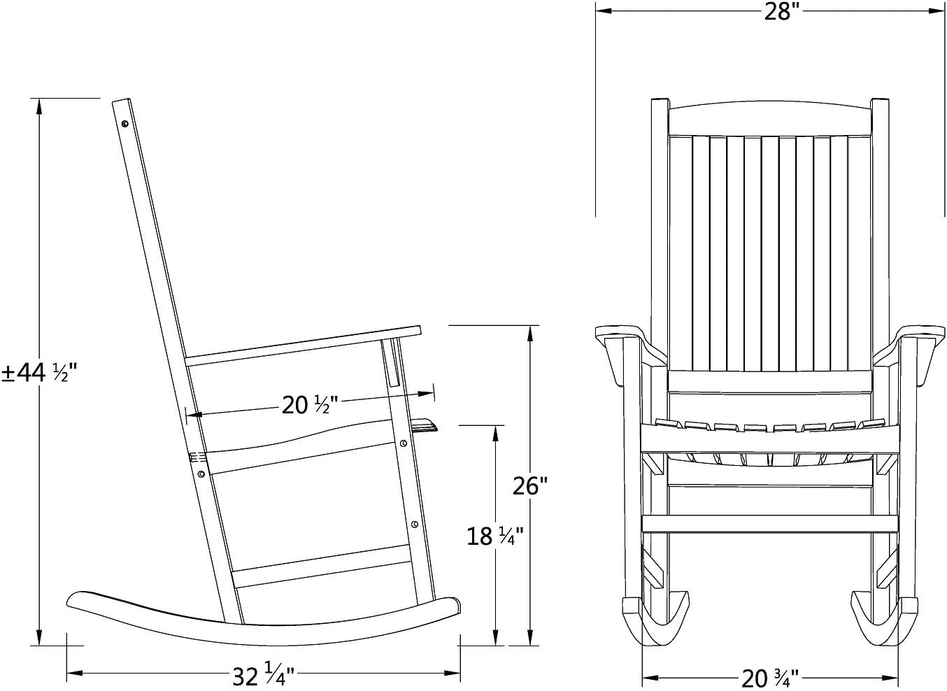 Cambridge Casual Bentley Solid Wood Porch Rocking Chair, White – Outdoor Wooden Rocker for Patio, Front Porch, Comfortable Contoured Seat