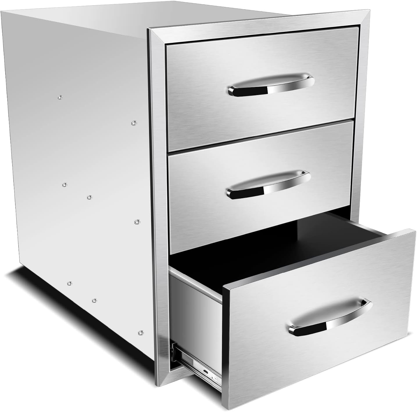 Outdoor Kitchen Drawer Stainless Steel BBQ Triple Drawer Flush Mount for Outdoor Kitchen Island,-18W X 24H X 23D Inch