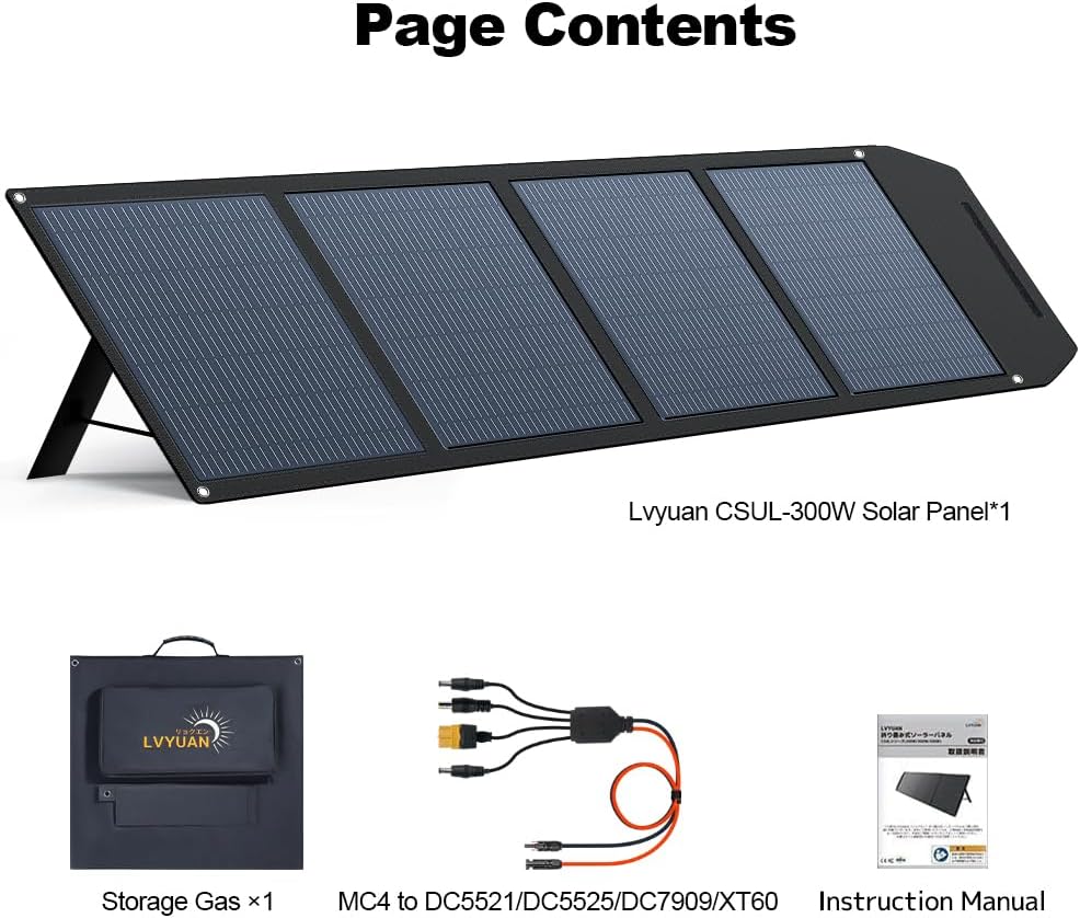 LVYUAN 300W Portable Solar Panel Foldable Solar Panel, Solar Cells 22.6% High Efficiency for Outdoor Adventures Power Station and Camping