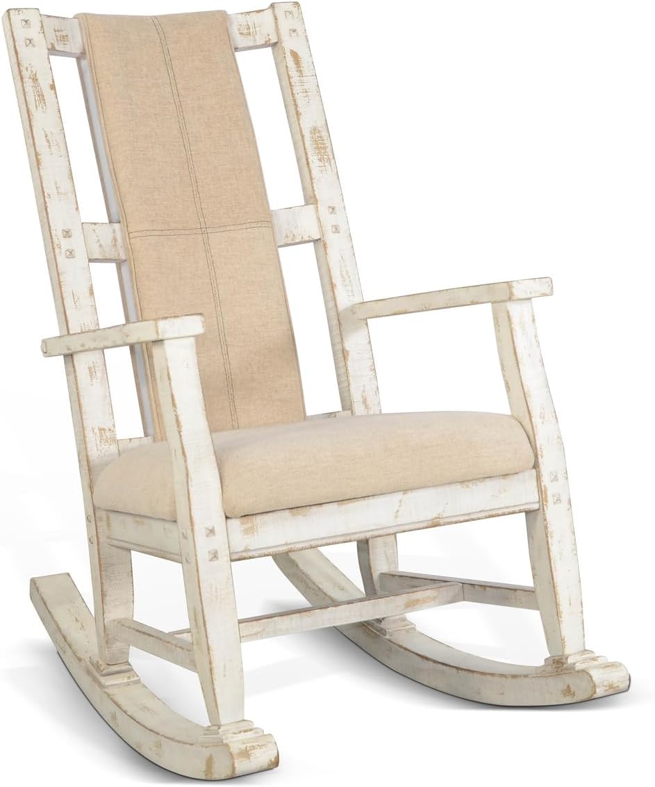 Sunny Designs Marina Mahogany Rocking Chair with Cushion Seat & Back in White