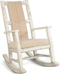 Sunny Designs Marina Mahogany Rocking Chair with Cushion Seat & Back in White