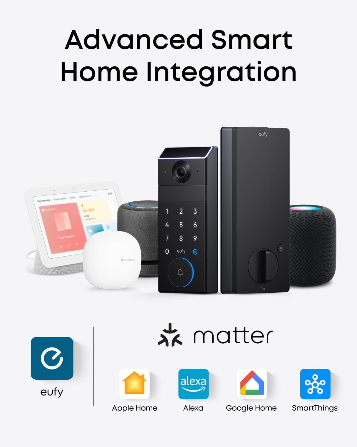 eufy Security Smart Lock FamiLock S3 with Palm Vein Recognition, Keyless Entry Door Lock for Front Door, Wi-Fi Keypad Deadbolt+ 2K HDR Doorbell Camera, 16 GB Built‑in Storage, BHMA 1, No Monthly Fee