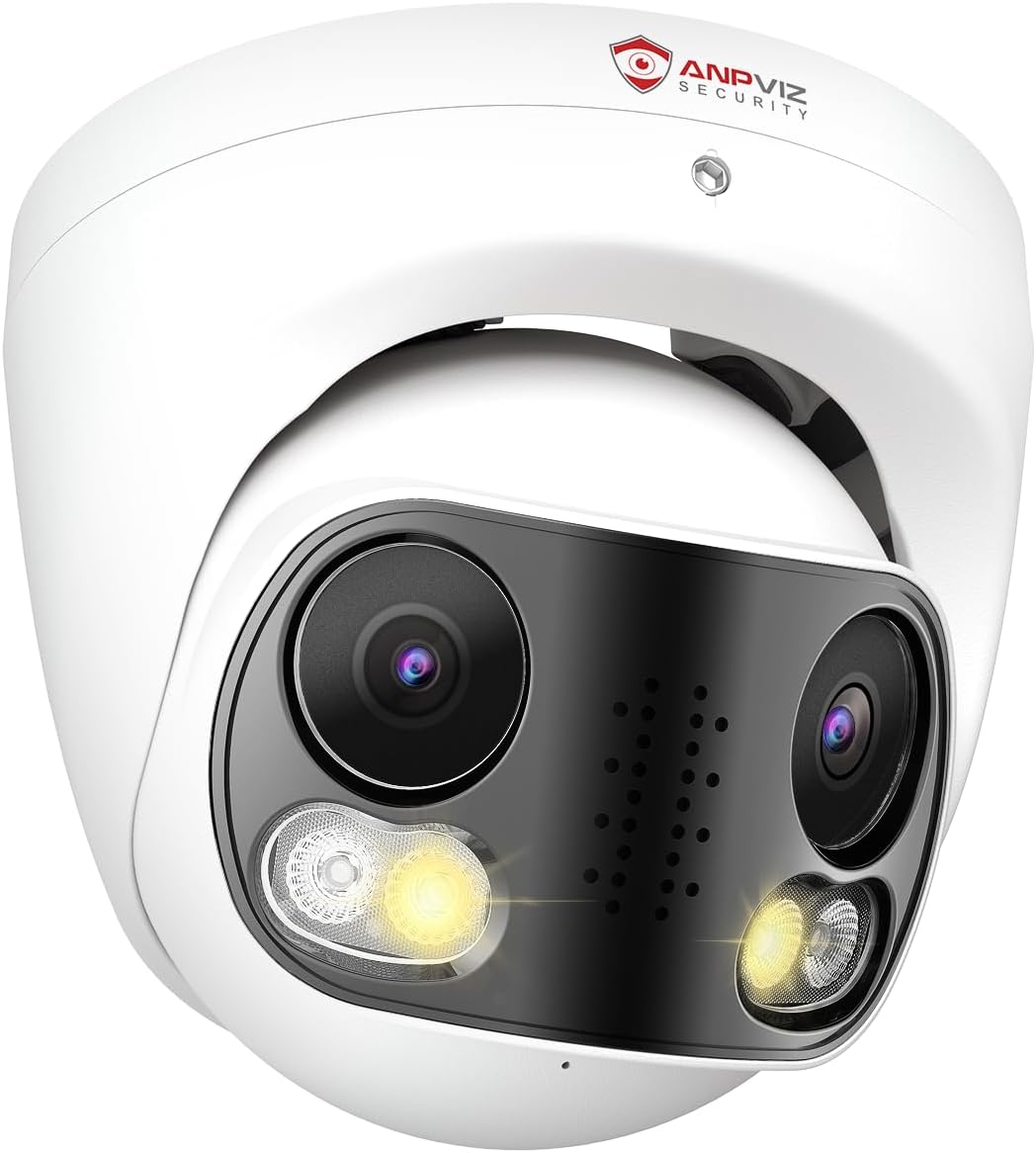Anpviz 4K 8MP Dual Lens PoE IP Camera Outdoor, 180° Panoramic Security IP Camera, Smart Dual Light Color Night Vision, Human/Vehicle Detection, Two Way Audio, 512GB SD Slot, Full Metal IP66, NDAA