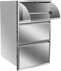 Outdoor Kitchen Drawer Stainless Steel BBQ Triple Drawer Flush Mount for Outdoor Kitchen Island,-17W X 30H X 21D Inch