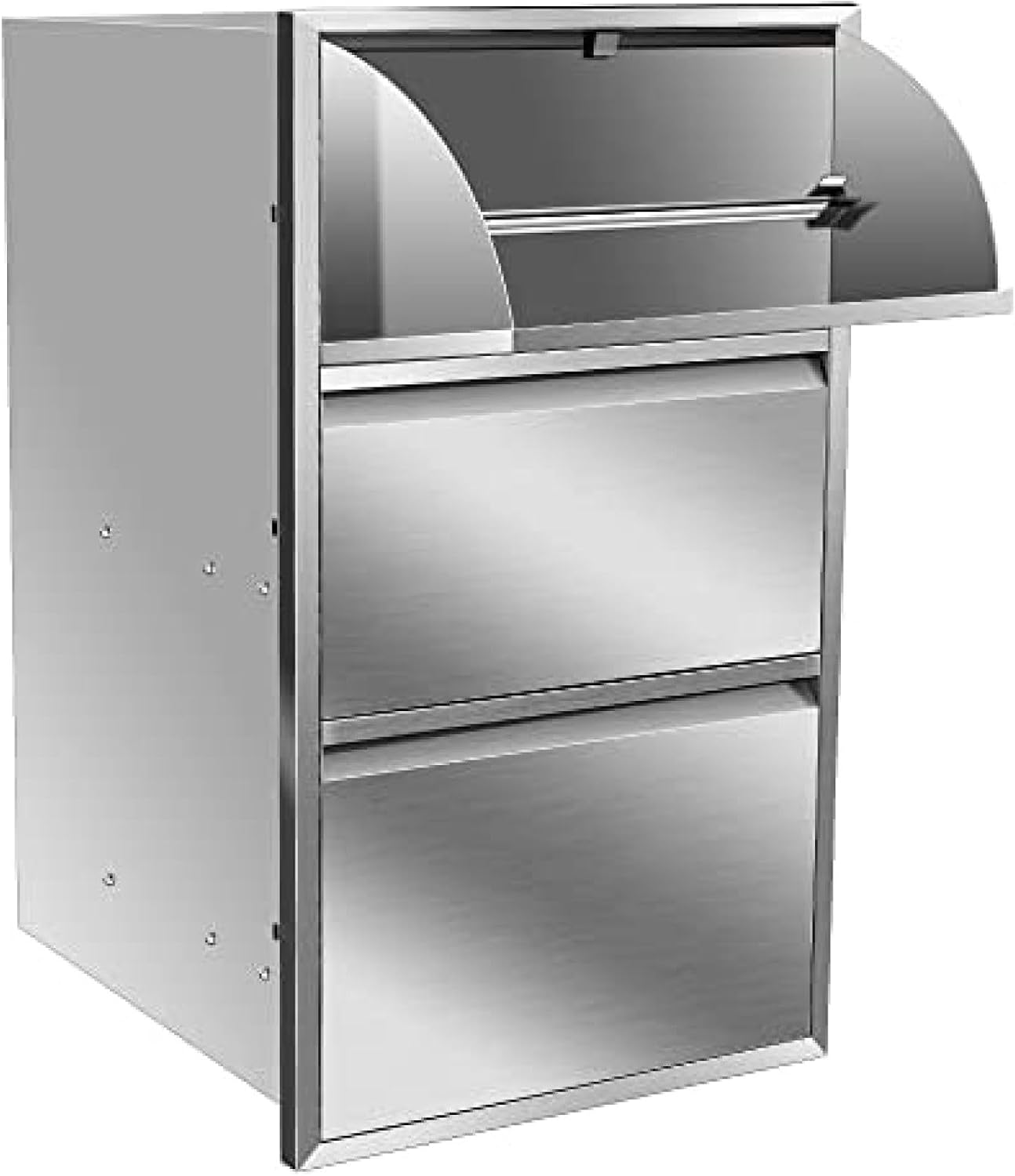 Outdoor Kitchen Drawer Stainless Steel BBQ Triple Drawer Flush Mount for Outdoor Kitchen Island,-17W X 30H X 21D Inch