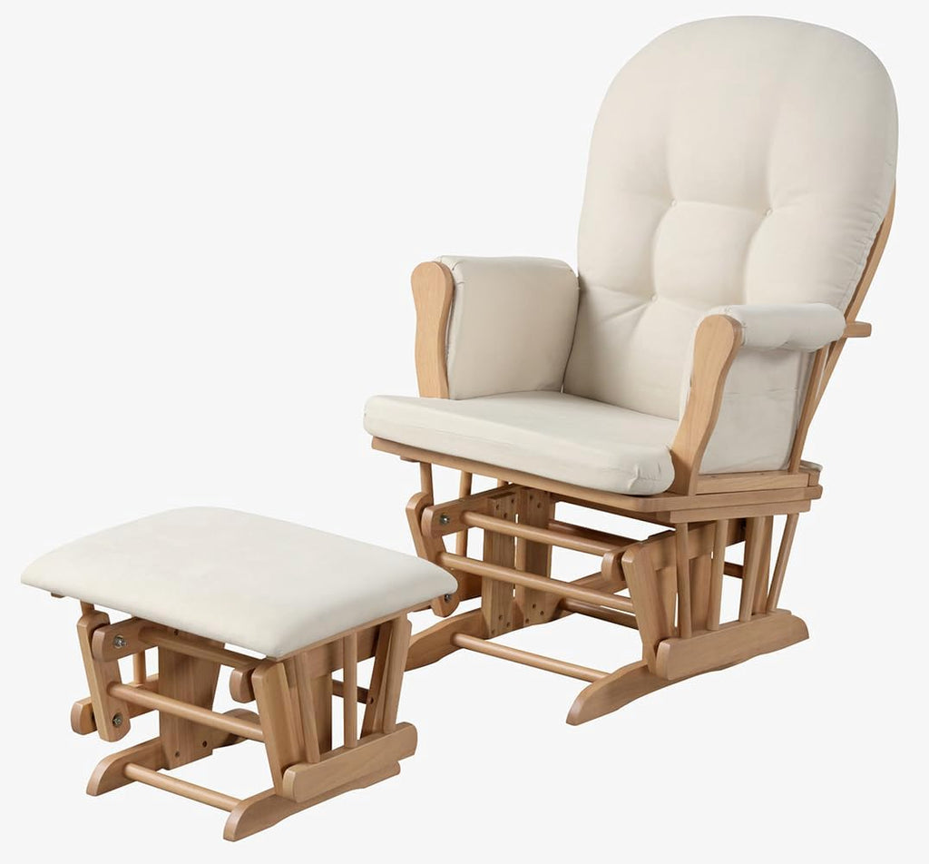 Angel Line Grayson Glider and Ottoman, Natural w/Beige Cushion