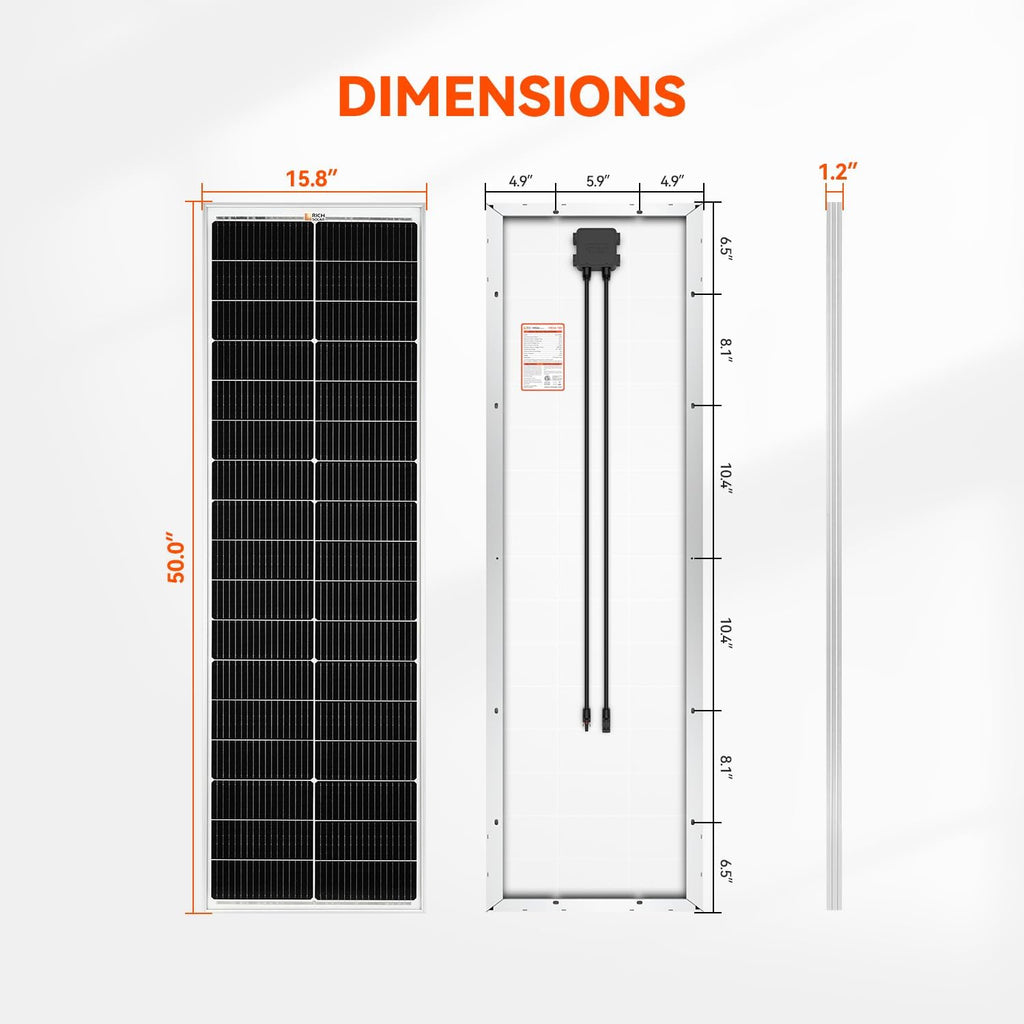 RICH SOLAR MEGA 100 Slim 2 Pack of 100 Watt Monocrystalline Solar Panel for RV, Trailer, Motorhome