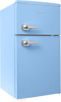 Avanti Mini Fridge with Freezer Retro Design Compact Refrigerator for Home Office or Dorm, Features Dual Doors Removable Shelves Manual Defrost and Mechanical Adjustable Temp Control, 3.1-Cu.Ft, Blue