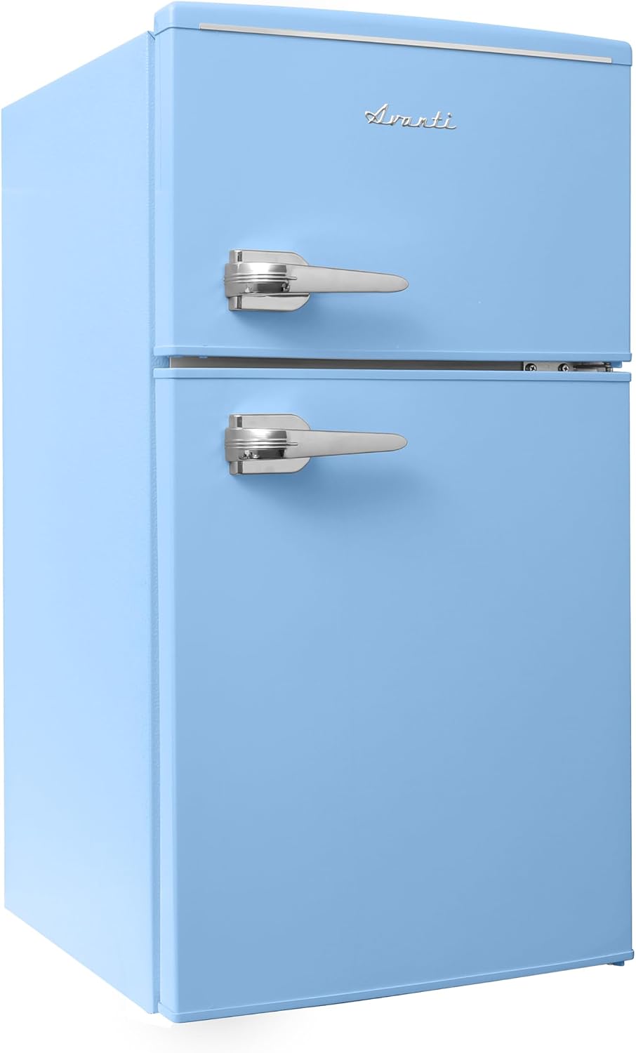 Avanti Mini Fridge with Freezer Retro Design Compact Refrigerator for Home Office or Dorm, Features Dual Doors Removable Shelves Manual Defrost and Mechanical Adjustable Temp Control, 3.1-Cu.Ft, Blue