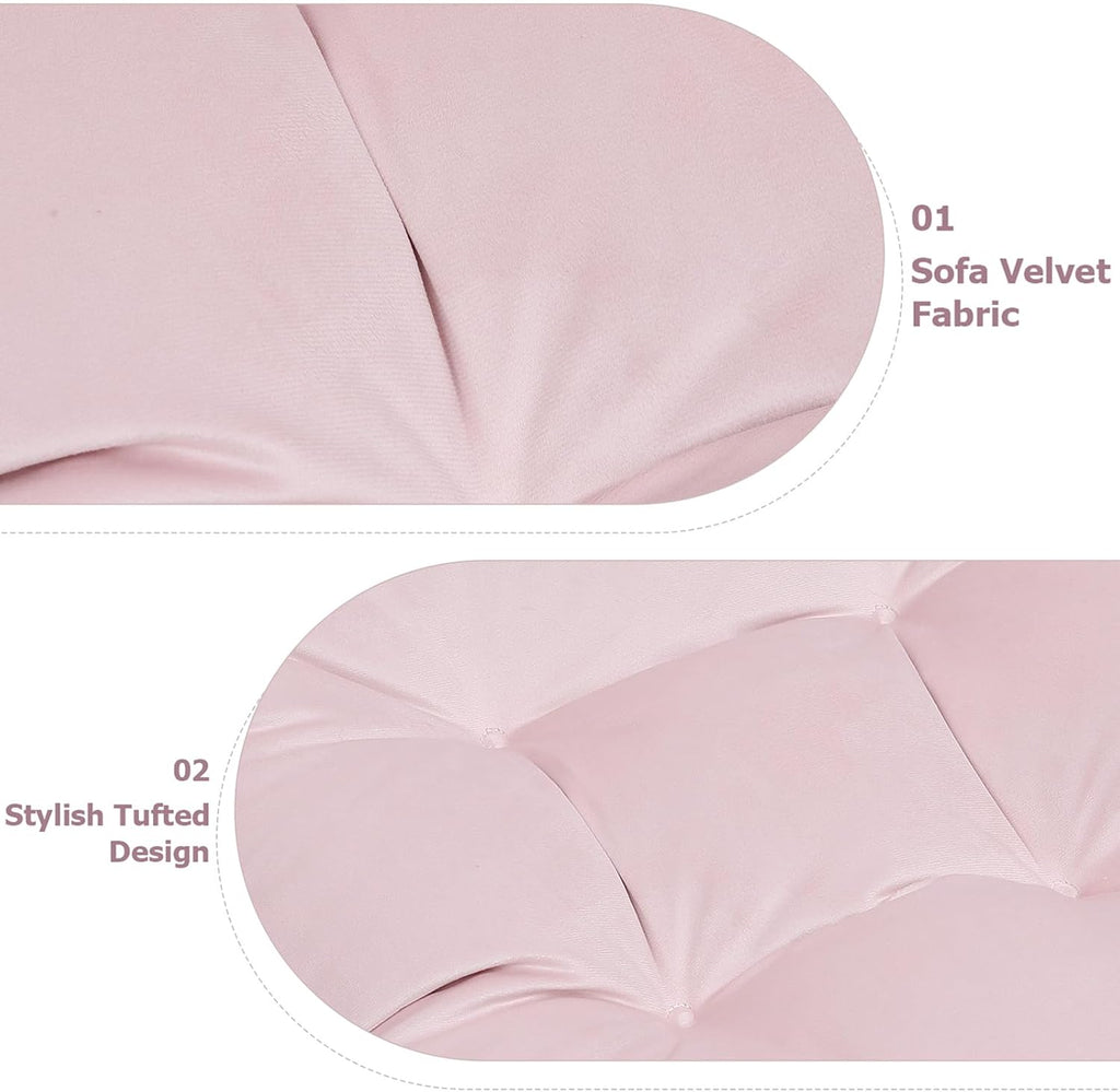 5PCS Glider Rocker Replacement Cushions Thick Soft Velvet Glider Cushions Replacement Set with Ottoman Cushion and Storage Pockets, Light Pink