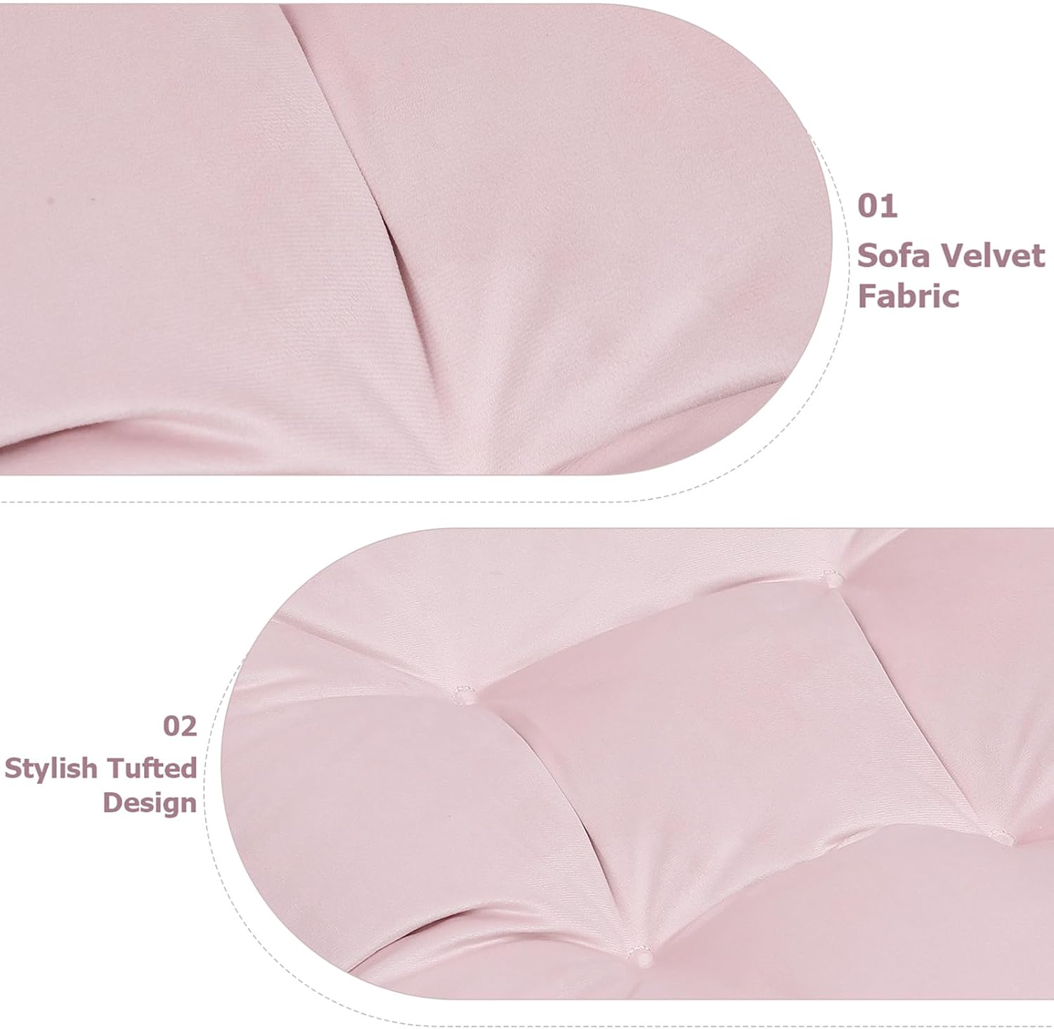5PCS Glider Rocker Replacement Cushions Thick Soft Velvet Glider Cushions Replacement Set with Ottoman Cushion and Storage Pockets, Light Pink